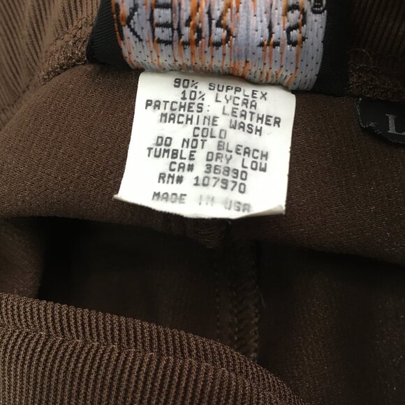 KERRITS Pull On Brown Ribbed Leather Suede Insert Equestrian Breeches Pant - Picture 3 of 15